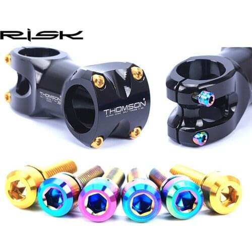 6pcs M5x18 M5x20 Mountain Road Bike Handlebar Stem Fixing Bolts Bicycle Washers Titanium Alloy Front Fork Fixed Screws