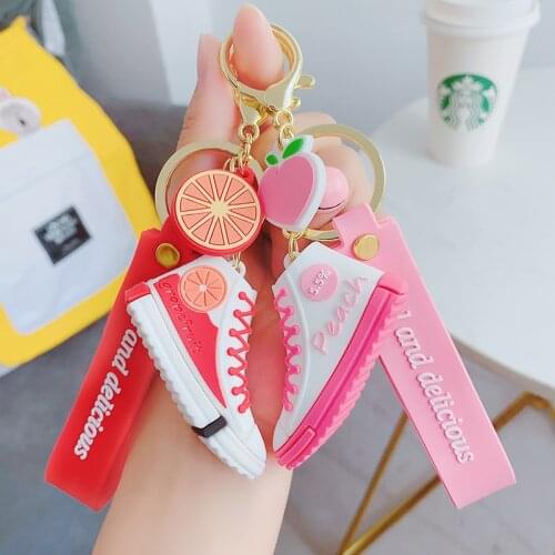 2020 Key Ring PVC Shoes Keychain Bag Charm Woman Men Kids Key Holder Gift Sports Fruit Sneaker Key Chain Funny Gifts