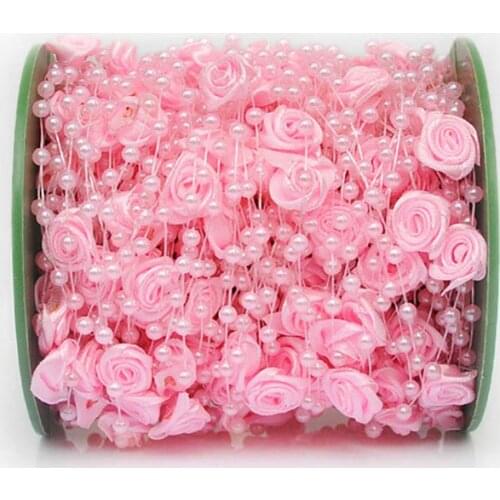 30M Flowers Imitation Pearl Beads Chain Trim For DIY Gypsophila Garland Wedding Valentines Party Decor Jewelry Craft Accessories