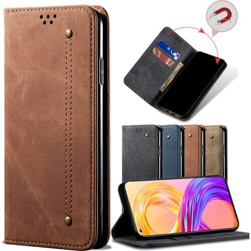 Business Retro Folding Flip Leather Case For OPPO Realme 8 6 7 Pro C21 C20 Card Slot Stand Magnetic Phone Cover for Realme V13