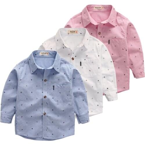 New Baby Boys Girls Clothes Fashion Toddler Boy Blouses Long Sleeve Shirts For Kids Boy Children Anchors Tops Shirt 1-10 Years