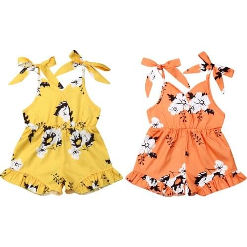 Toddler Baby Girl Cotton Romper Bodysuit Outfits Jumpsuit Sunsuit Clothes Sleeveless Flower Jumpsuit Bodysuit Overall Outfit Set