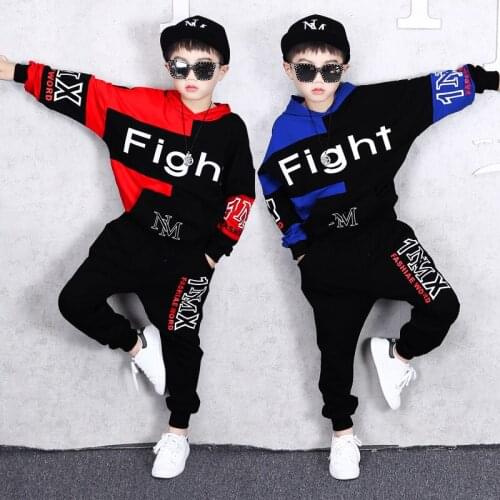 Childrens Wear Tracksuit Long-sleeved Suit Letters Sports Suits Top+Pants 2PCS Set for Kids Hip Hop Outfits