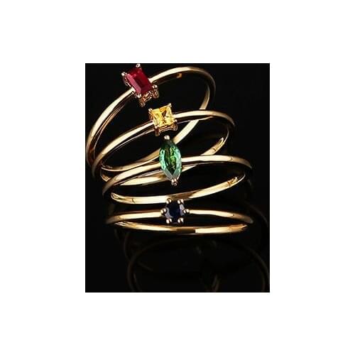 Designers unique creative natural rectangular ruby opening adjustable ring fresh and elegant fashion ladies silver jewelry