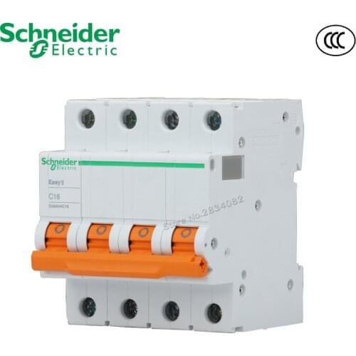 EA9AN C type C16 Mini Circuit Breaker Air Switch Breaker Shunt Circuit 4P 50Hz 35mm Din Rail Schneider