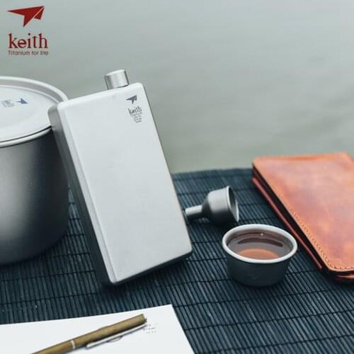 Keith Pure Titanium Hip Flask Flagon Portable Wine Whisky Pot Drinkware Sports Wine Flask Portable Outdoor 120ml