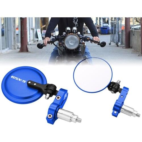 GSXS Motorcycle Handlebar End Mirrors Oval Bluish Anti-Glare Side Rearview Mirrors For SUZUKI GSXS750 GSXS1000 GSXS 650 750 1000