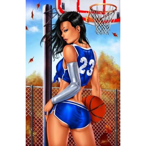 Modern painting picture sexy anime basketball baby on a swing on oil canvas for home decor and wallpaper