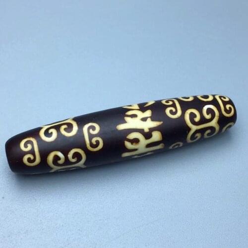 Brown Natural Agate Mantra Pattern old Dzi necklace Pendant bracelet Man woman DIY Jewelry