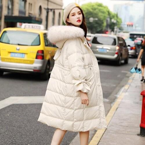 High Quality 2019 New Winter Jacket Women Warm Thicken Hooded with Fur Long Coat Shining Fabric Stylish Female Parka Warm Coat