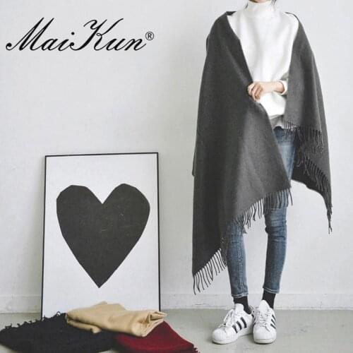 Maikun Wool Scarf for Men Women Fashion Warm Solid Stole for Unisex Shawl Bufandas in Winter