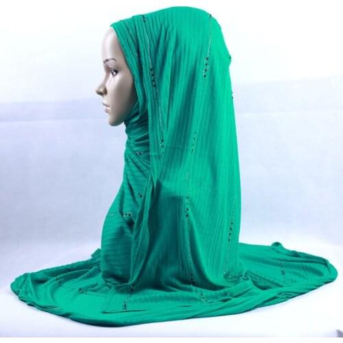 Fashion Knitt Maxi Scarves Exquisite Rhinestone Long Shawl Wrap For Women Muslim Hijab Modesty Turban Headscarf Stole 200x120cm