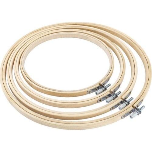 4 Pieces Round Embroidery Hoop Set Bamboo Circle Cross Stitch Hoop Ring For art Craft