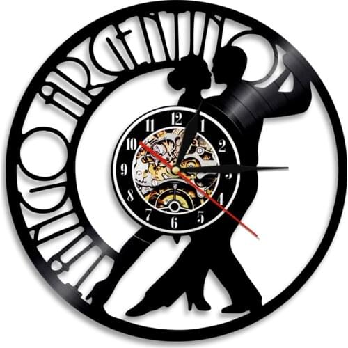 Tango 3D Wall Clock Dancing Vinyl Record Wall Clock Dancing Couple Silhouette Shadow Decorative Wall Watches Modern Design Decor