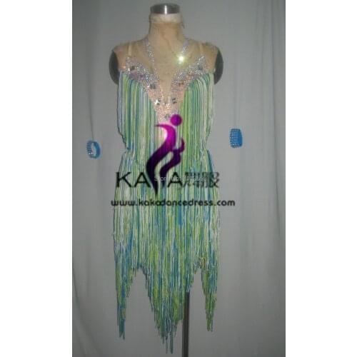 2014 New Style!KAKA-L140219,Women Latin Dance Wear,Fringe Salsa Dress Tango Samba Rumba Chacha Dress,Latin Dance Dress For sale