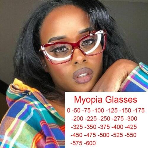 Crystal Red Nearsighted Eyeglasses TR90 Anti Blue Light Myopia Glasses Filter Harmful Rays Phone Computer Glasses -1 -2 -3 -5 -6