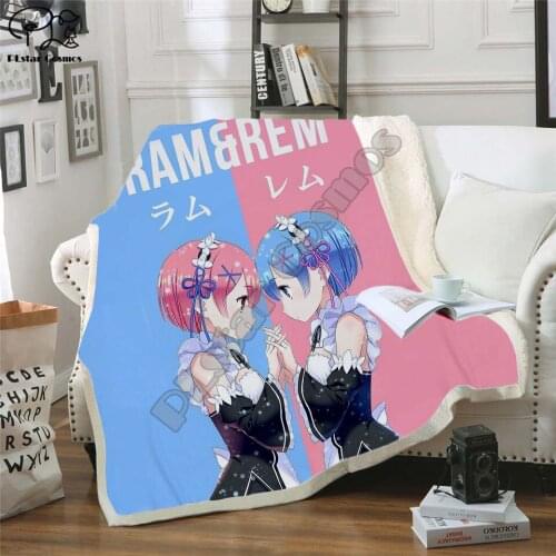 Plstar Cosmos Anime girl sexy Re Zero Blanket 3D print Sherpa Blanket on Bed Home Textiles Dreamlike style-4
