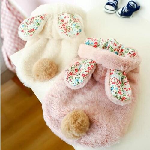 Pet Dog Clothes Warm Winter Floral Bunny Cotton Jacket Hoodie Dog Coat Jumpsuits Chihuahua for Small Dog Outfit Product Apparel