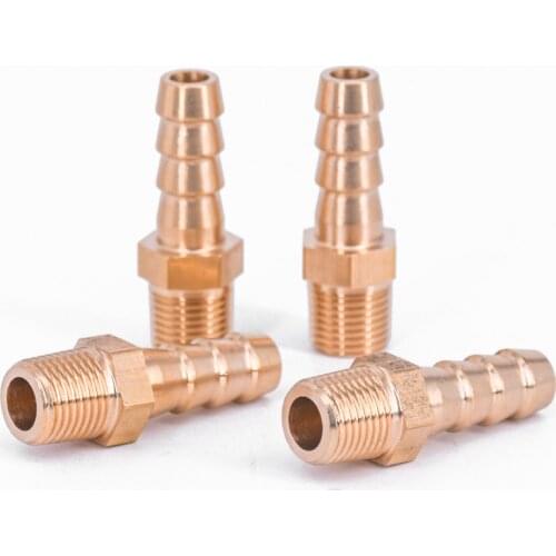 1/8" 1/4" 3/8" NPT Male x Hose Barb Tail Brass Fuel Fitting Connector Adapter Water Gas Oil