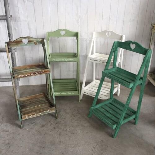 American Rustic Retro Solid Wood Flower Shelf Shelf Balcony Flower Table