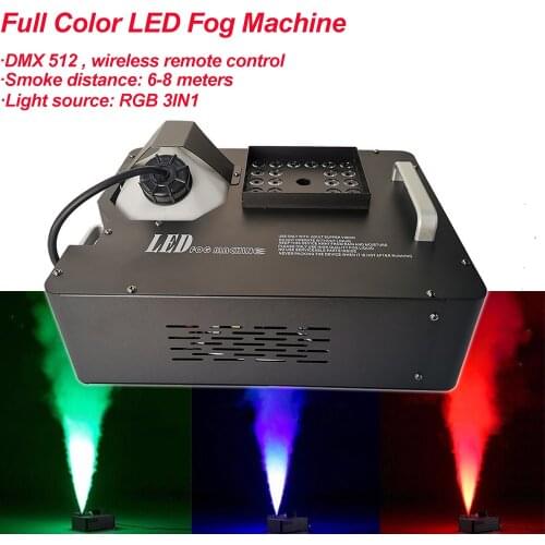1500W Full Color LED Fog Machine Vertical Fogger Smoke Machine 24x3W RGB 3IN1 Color LED Colorful Fog Machine For Stage Lights