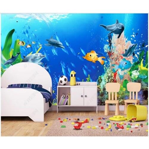 Custom photo wallpaper for walls 3 d murals Dreamy and beautiful underwater world childrens room background wall decoration