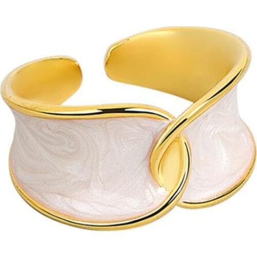 Simple Creative Design Geometry Open Finger Ring Multi-Color Enamel Dripping Oil Metal Ring for Women Punk Jewelry Accessories