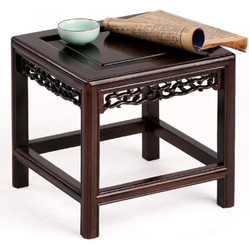 Carved mahogany ebony wood flowerpot base Wooden Bench Stool shelf bracket decoration flower bowl