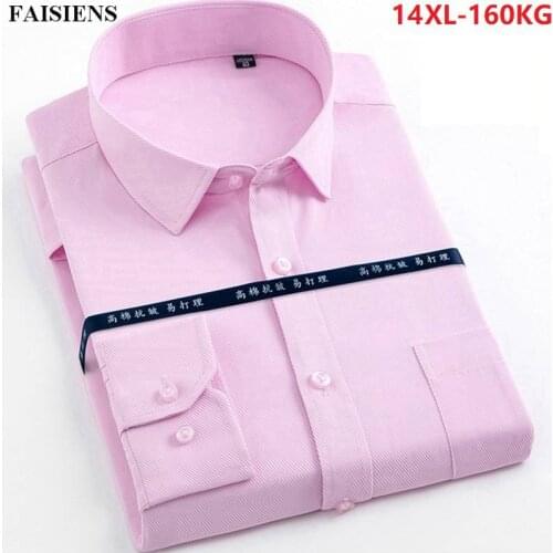 Autumn winter Large Size Men Business Formal Shirt Long Sleeve Cotton 8XL 9XL10XL 14XL Loose Comfortable Office Dress Shirt