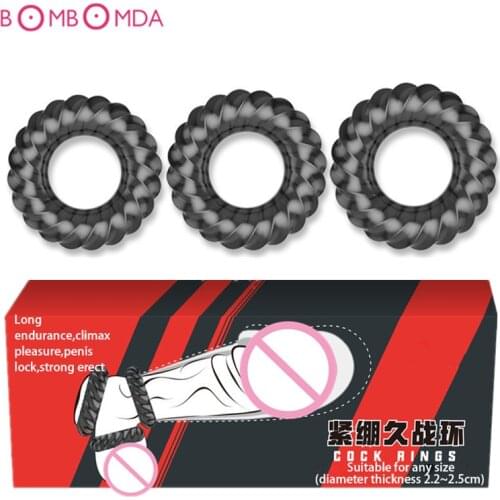 Silicone Male Penis Cock Ring Sleeve Male Chastity Device Cage Belt Cockring Sex Toys For Men Adult Products Male Masturbation