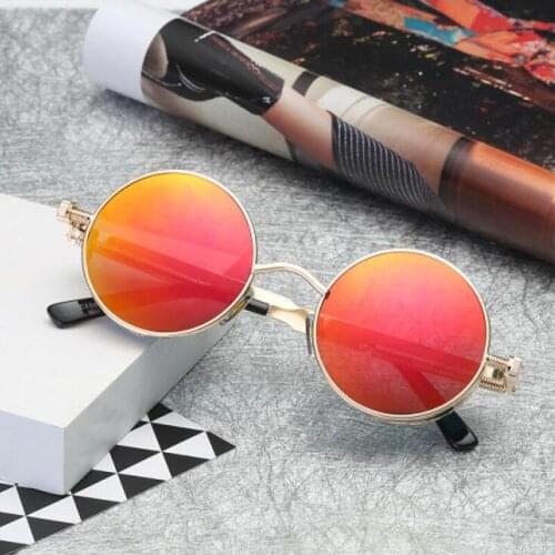 Cool Retro Gothic Steampunk Glasses Women Men Sunglasses Coating Mirrored Sunglasses Round Circle Gafas oculos de sol