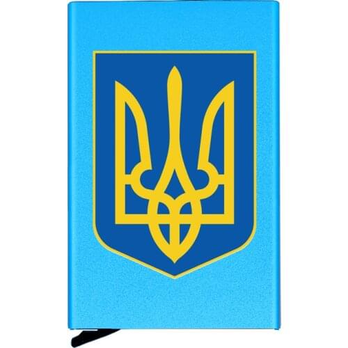 High Quality Ukraine Trident Automatic Pop Up Credit Card Holder Cover Rfid Aluminum Pocket Wallet