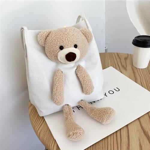 Womens Bag Japanese Canvas Crossbody Bag 2021 New Summer Trend Bear Canvas Fashion Tote Bag Shopper Black Bags For Women