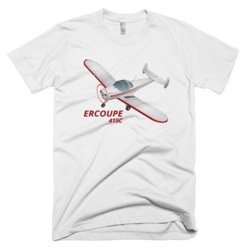 100% Cotton Print Mens Summer O-Neck Erco Ercoupe 415C (Red) Airplane T-shirt - Personalized with Your N# Tee Shirt