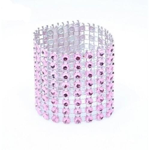 20Pcs/Lot Plastic Rhinestone Wrap Pink Napkin Ring New Napkin Rings Chair Buckle Hotel Wedding Supplies Home Talbe Decoration