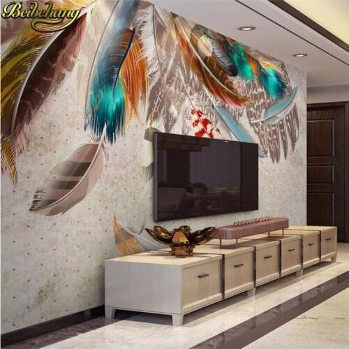 Beibehang papel de parede 3D Custom Mural Photo wallpaper for walls 3 d Art Wall Paper roll Bedroom Color feathers TV background