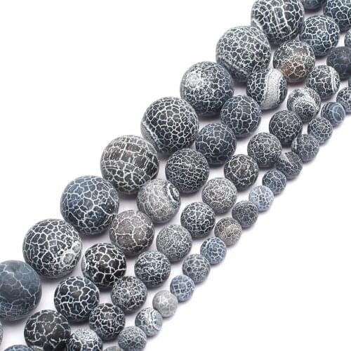 4 6 8 10 12mm Natural Frost Spider Web Black Agates Beads Spacer Loose Beads For Jewelry Making DIY Handmade Bracelet Accessorie
