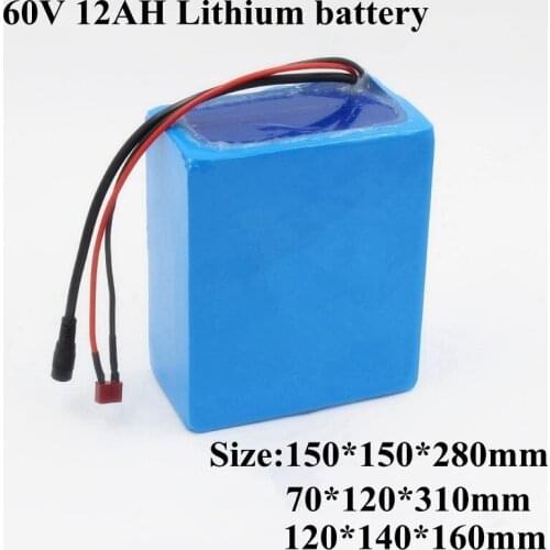 For 18650 Cells E-bike Battery 60v 12Ah with 2A Charger 60V Electric Bike Lithium Ion Battery Pack 1500W 1000w + Free Shipping