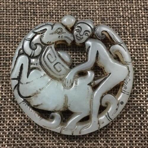 Antique jade pendant of nude beast pendant character education culture