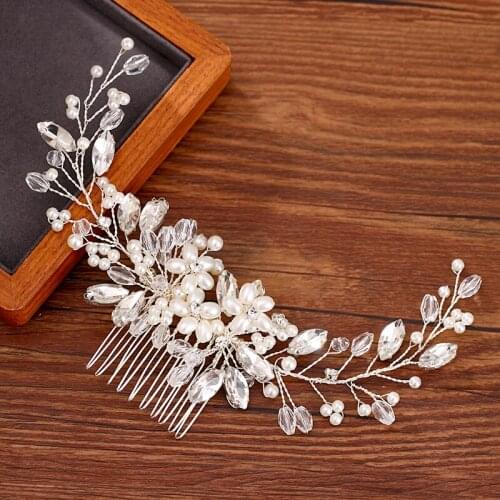 White Pearl Rhinestone Hair Comb Hair Accessories Headband Ladies Accessories Bridal Hair Jewelry Silver Color Comb Headband