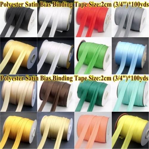 Free shipment Polyester Satin Bias Binding Tape,size: 20mm,textile cloth,Chinese suit,$12 for 100m DIY sewing garment item Black