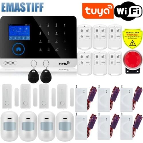 IOS Android APP Wired Wireless Home Security Tuya WIFI GSM Alarm System Intercom Remote Control Autodial Siren Sensor Kit