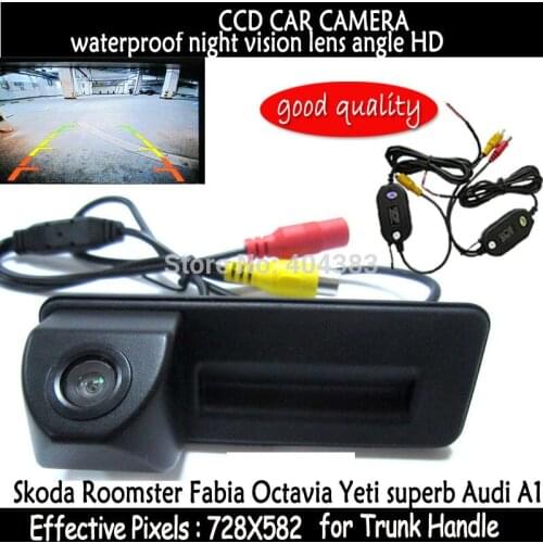 Wireless HD ccd car trunk handle reverse parking rearview handle car camera for Skoda Roomster Fabia Octavia Yeti superb Audi A1