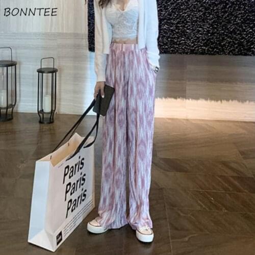 Pants Women Pockets Wide Leg Tie Dye Korean Loose Fall Y2K Kawaii Elegant Streetwear All-match College Harajuku Classic Sweet