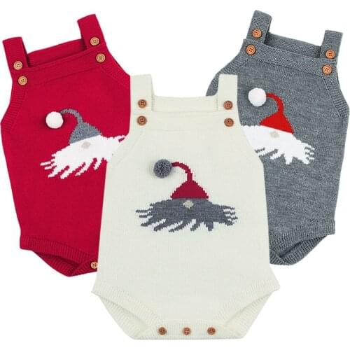 Baby Funny Bodysuits Christmas Newborn Clothes Santa Claus Knitted Body Autumn Sleeveless Toddler Girl Boys Clothes Baby Body