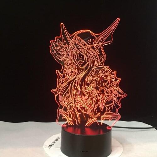 Cataclysm Figures of Games Sylvanas Windrunner Action Figure Acrylic Collectible Model Toy LED 3D Light Lampe Gift 11.11 Deal