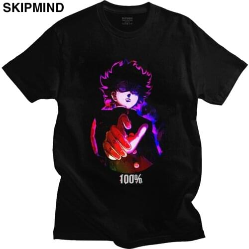 Anime Mob Psycho 100 Mens T Shirt Pure Cotton Teruki Hanazawa Tee Tops Short Sleeve Japanese Manga T-shirt Clothes Gift Idea