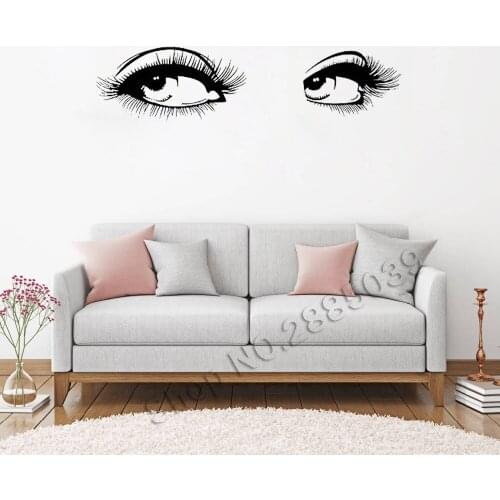 Eyes Eyelashes Wall Stickers Makeup Shop Girls Eyes Eyebrows Wall Decor Mural Beauty Salon Bedroom Vinyl Decal Removable LC562