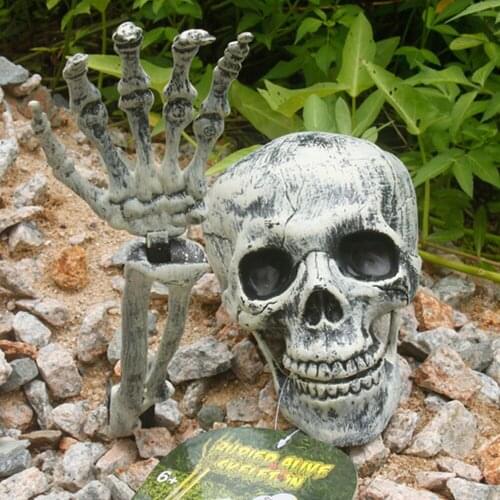 Halloween Prop Skull Skeleton Horror Tombstone Skull Gauze Decoration Halloween Home Garden Decor Haunted House Scary Party