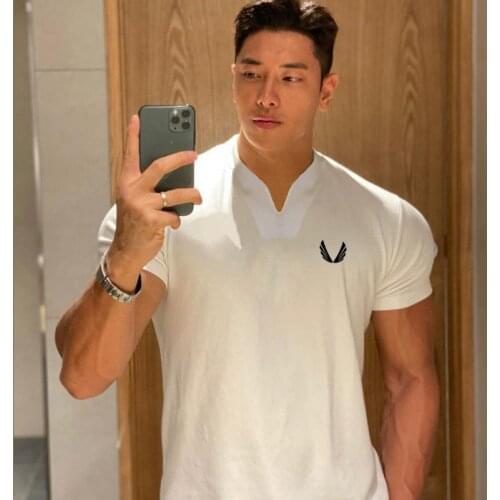 Cotton Shirt Summer New Arrival Breathable Tops Tee Homme Printed Shirt Bodybuilding Fitness Trainning Tshirt Undershirt